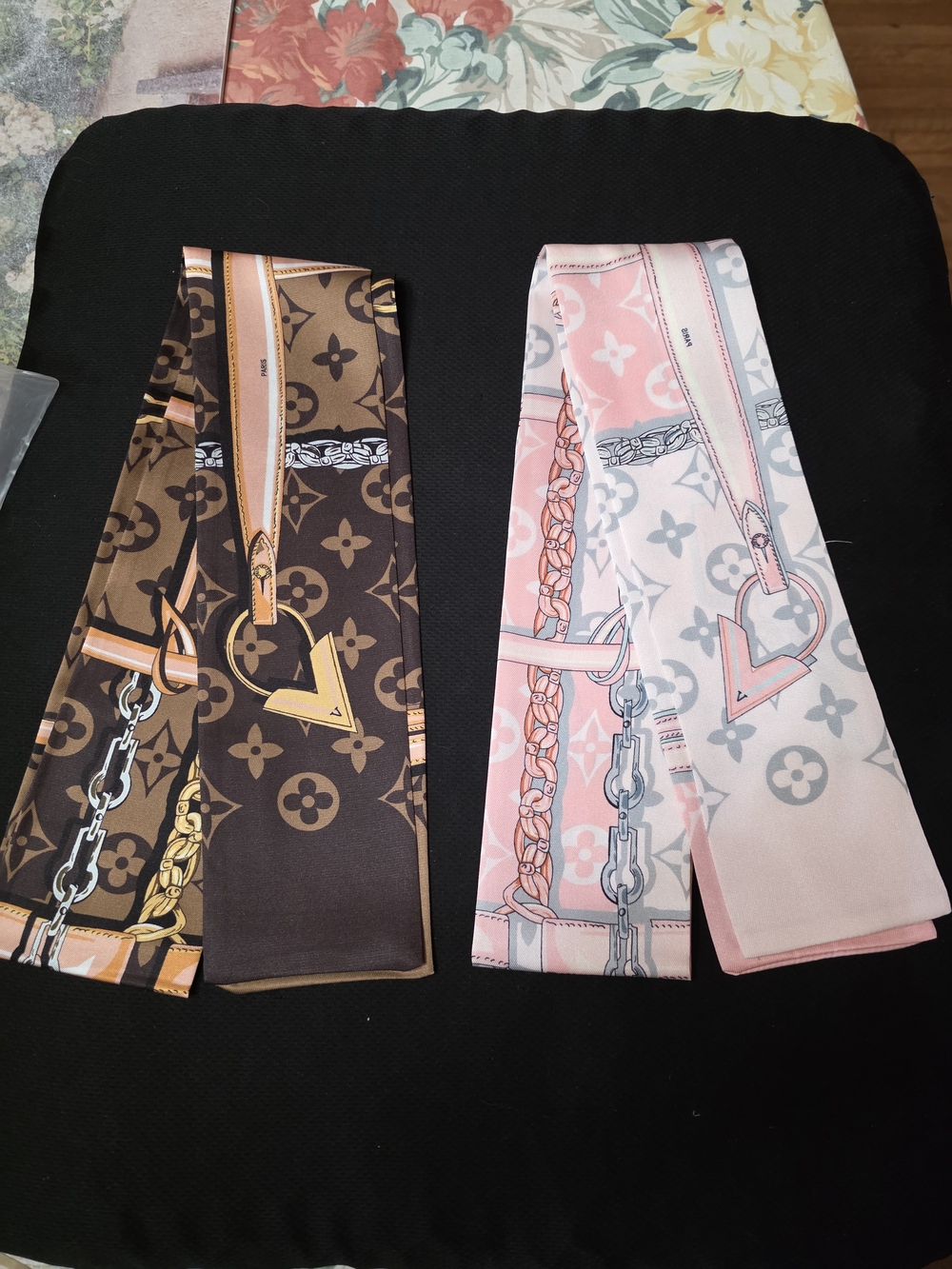 Designer-Inspired Scarf Tie - Brown and Pink Set Of 2